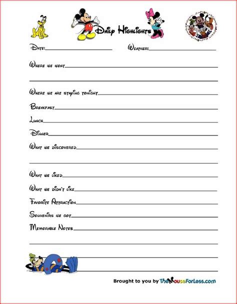 Printable Disney Journal Pages